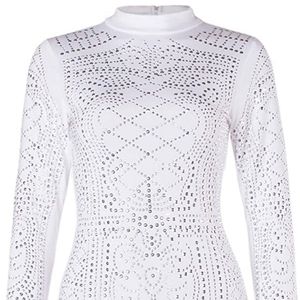 Retro Luxurious Long Sleeve Mini Dress Sequin Bodycon with Zipper